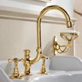 3-hole basin mixer with high spout in Classic Handmade Brass - Fioretta
