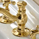 3 Hole Basin Mixer with Classic Handmade Brass Drain - Fioretta Viadurini