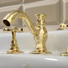 3 Hole Basin Mixer with Classic Handmade Brass Drain - Fioretta Viadurini
