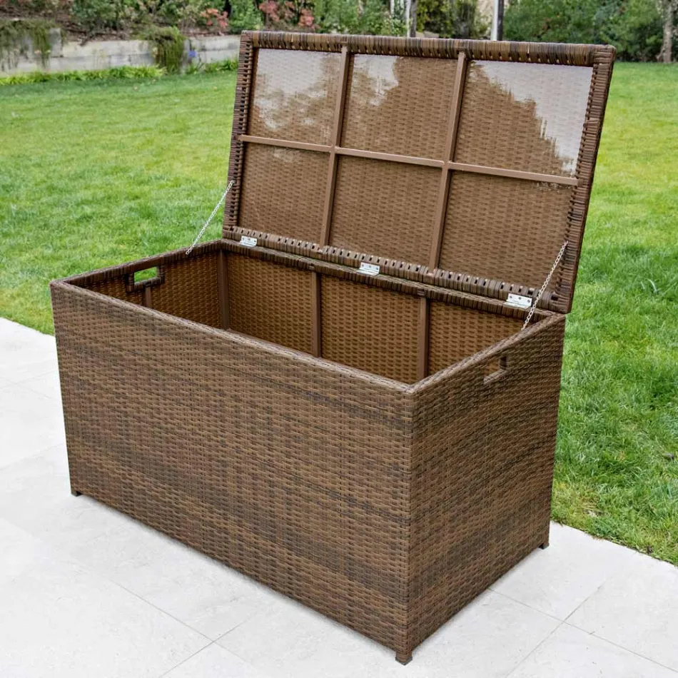 Outdoor Storage Trunk in Hand Woven Polyrattan - Harald Viadurini