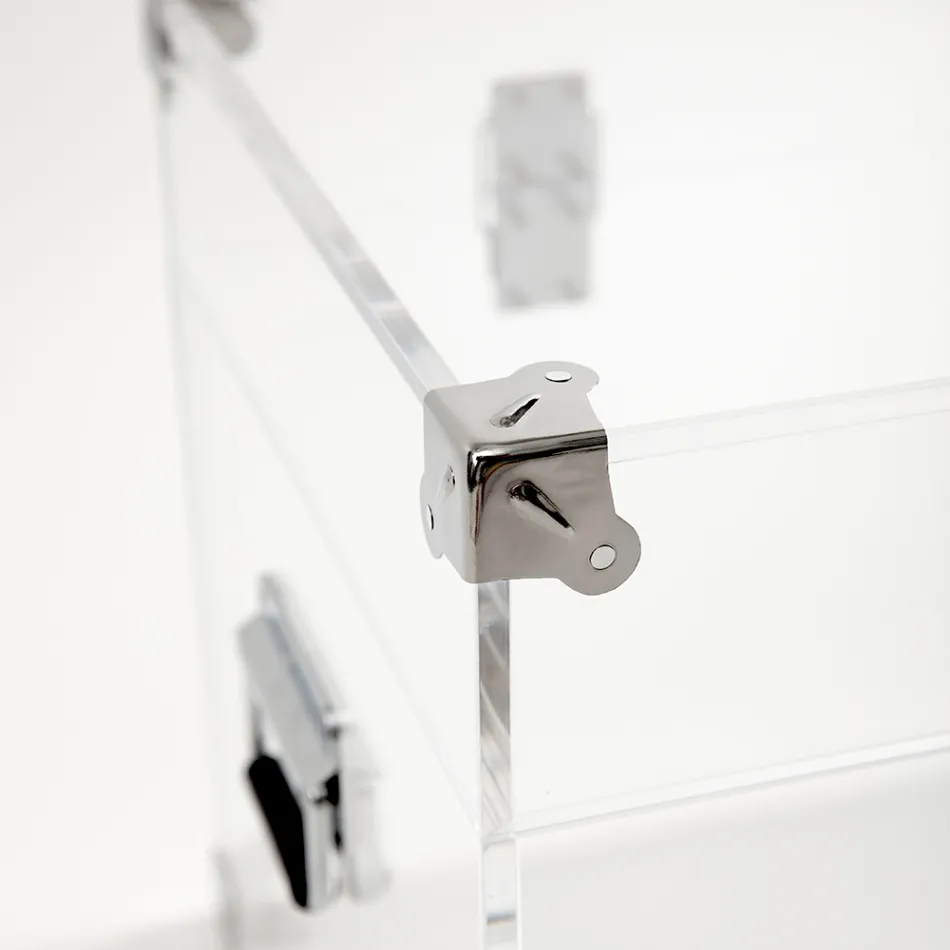 Design Trunk in Transparent Acrylic Crystal and Modern Steel - Dante Viadurini