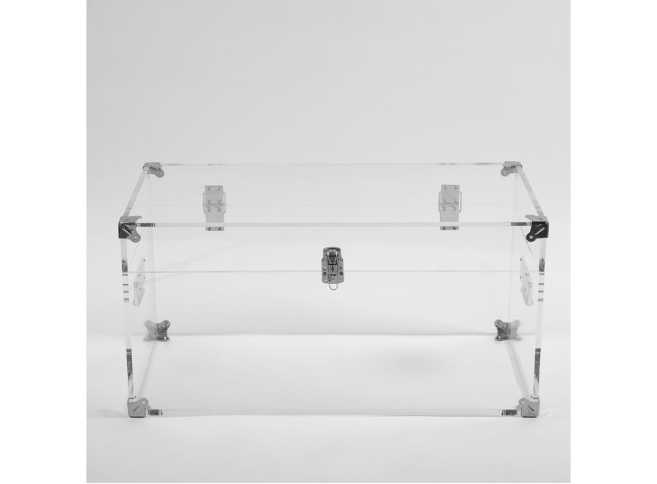 Design Trunk in Transparent Acrylic Crystal and Modern Steel - Dante Viadurini