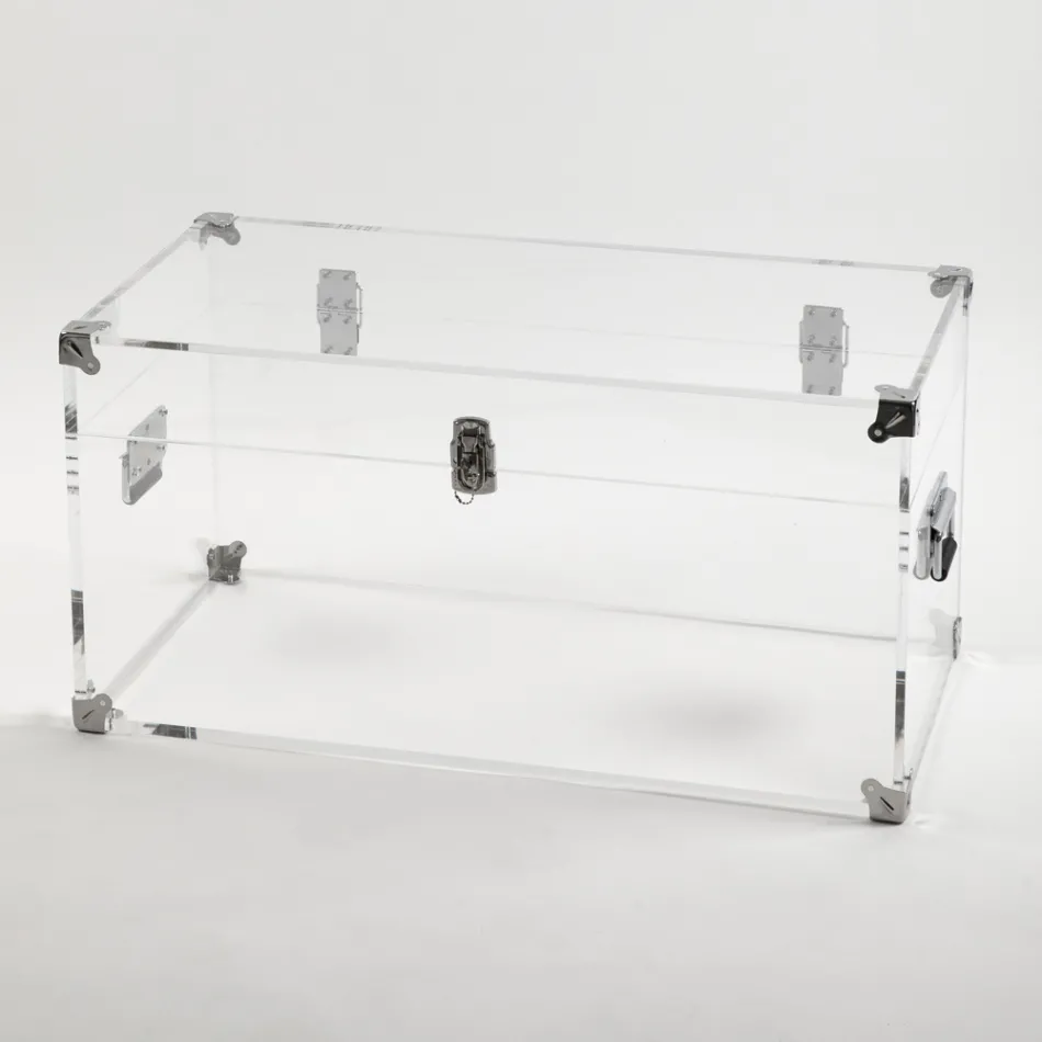 Design Trunk in Transparent Acrylic Crystal and Modern Steel - Dante Viadurini