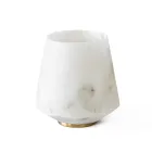 Water Glass in Satin White Carrara Marble and Brass - Scaglio Viadurini
