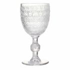 Water or Wine Goblet Glasses in Colored Glass and Embossed Decorations - Folk Viadurini