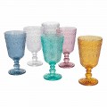 Goblet Glasses Wine or Water in Glass with Decorations, 12 Pieces - Pizzotto