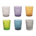 Colored Glass Water Glasses with Arabesque Decorations 12 Pieces - Morocco