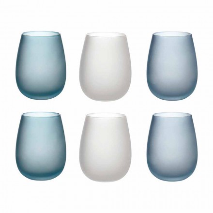 Water Glasses in Colored Frosted Glass Complete Service 12 Pieces - Autumn Viadurini