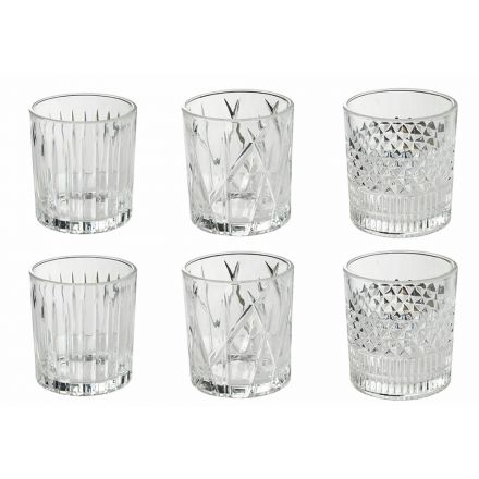 Water Glasses in Transparent Glass and Vintage Decoration 12 Pieces - Manatta Viadurini