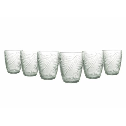Water Glasses in Transparent or Green Glass and Leaf Decoration 12 Pcs - Tropeo Viadurini