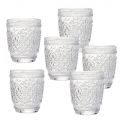Decorated Transparent Glass Water Glasses 12 Pieces - Palazzo