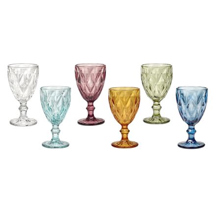 Colored Wine Glasses in Modern Design Glass 12 Pieces - Timon Viadurini