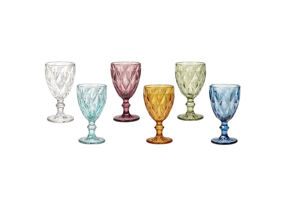 Colored Wine Glasses in Modern Design Glass 12 Pieces - Timon Viadurini
