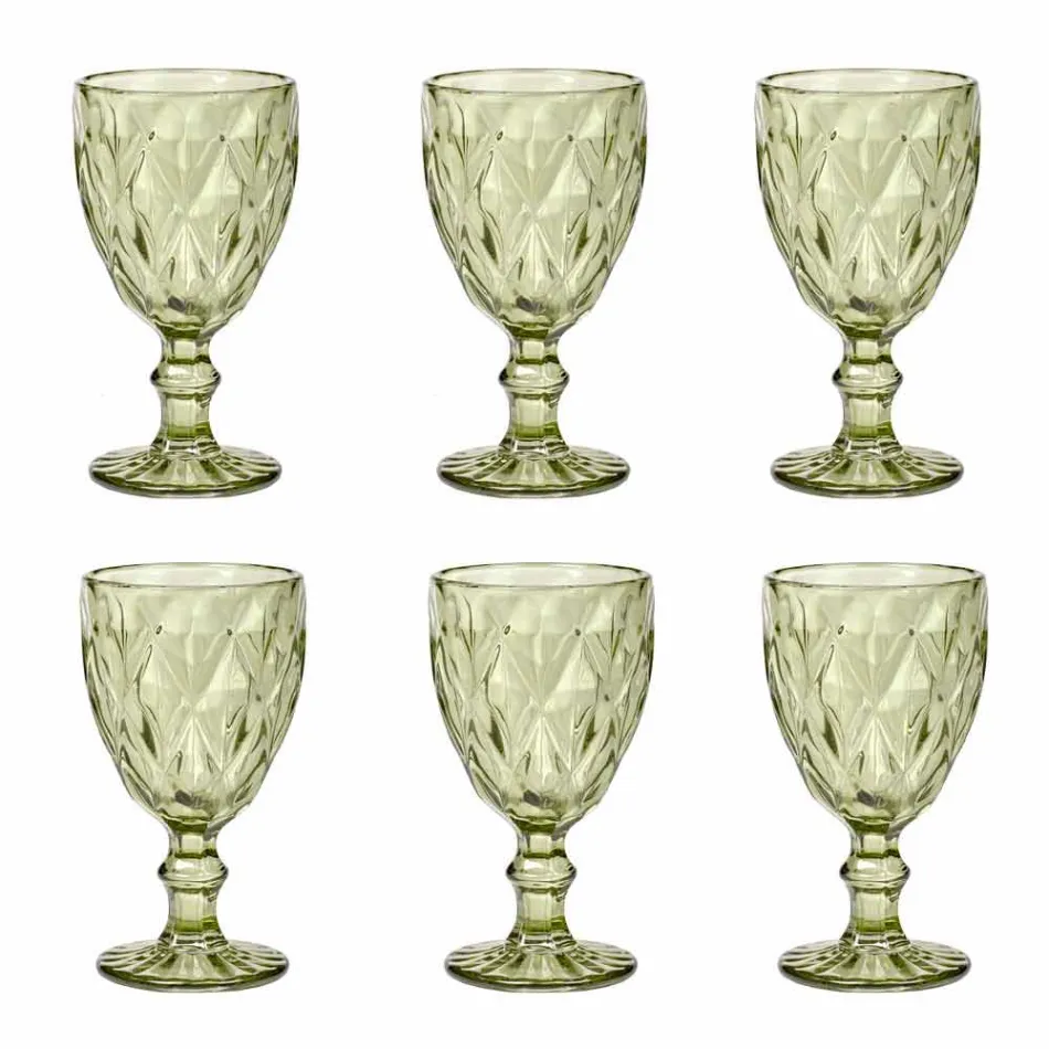 Modern Design Glass Colored Wine Glasses 6 Pieces - Timon Viadurini