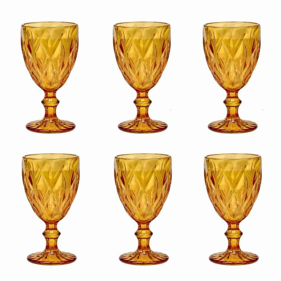 Modern Design Glass Colored Wine Glasses 6 Pieces - Timon Viadurini