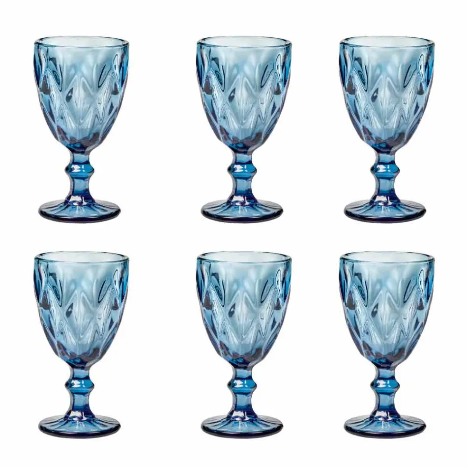 Modern Design Glass Colored Wine Glasses 6 Pieces - Timon Viadurini