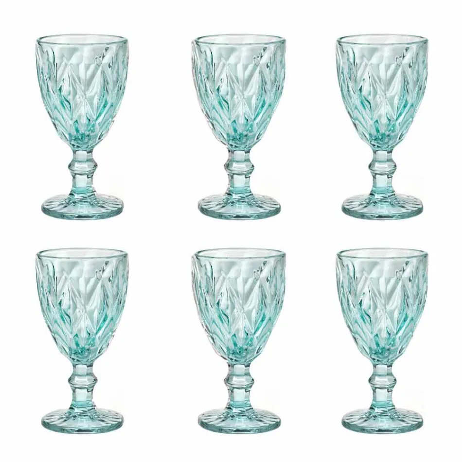 Modern Design Glass Colored Wine Glasses 6 Pieces - Timon Viadurini
