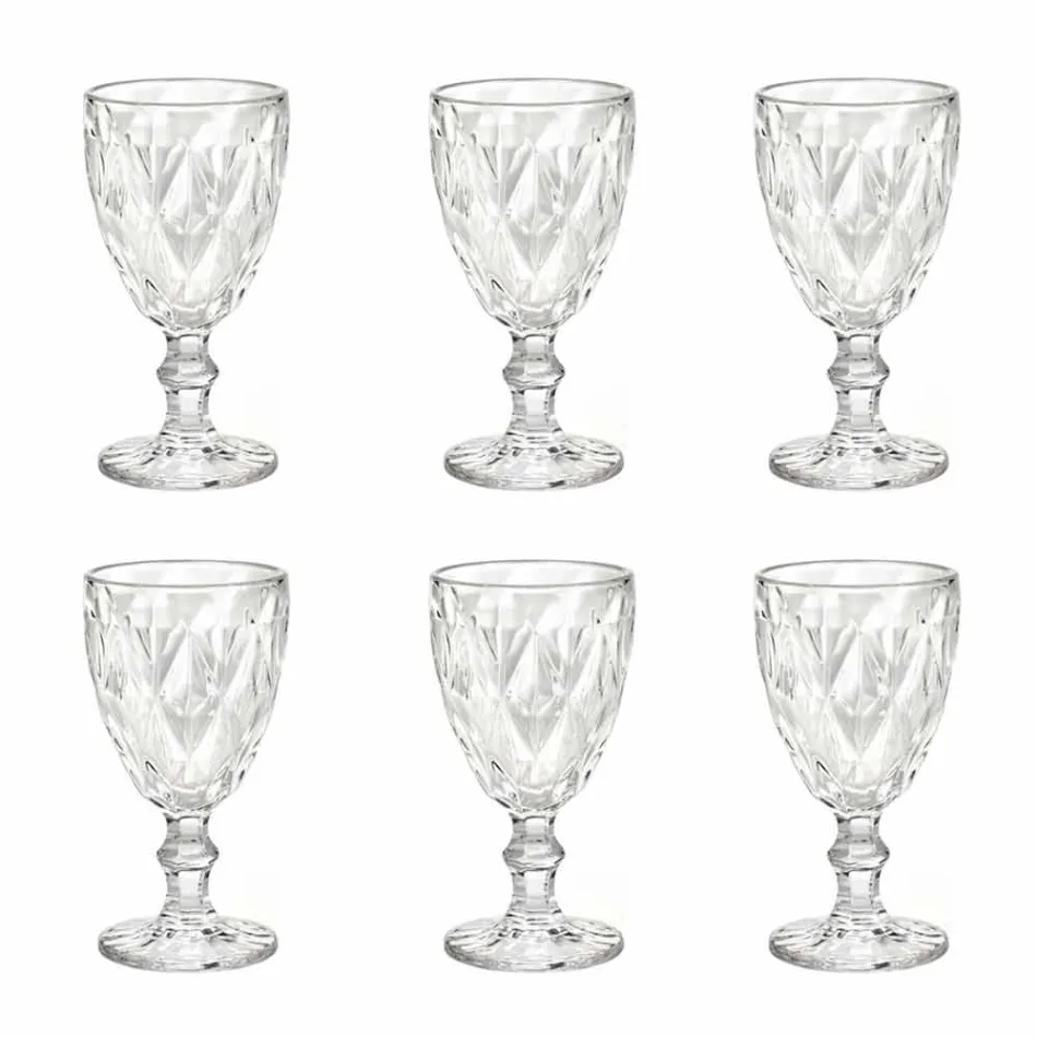 Modern Design Glass Colored Wine Glasses 6 Pieces - Timon Viadurini