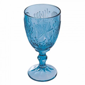 Glasses Wine or Water Colored Glass Marine Decor 12 Pieces - Mazara
