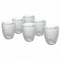 Transparent Glass Water Glasses with Carved Decorations 12 Pieces - Rocca