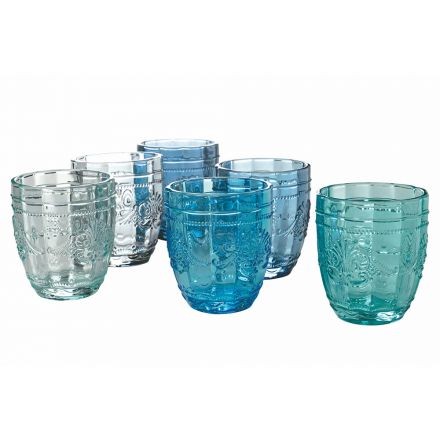 Glass Service Water Glasses with Arabescato Decoration 12 Pieces - Screw Viadurini