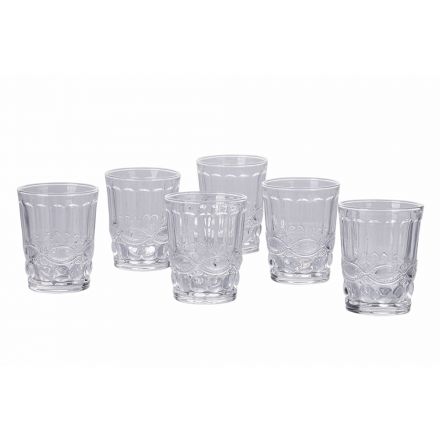 Decorated Transparent Glass Water Glasses 12 Pieces - Garbo Viadurini