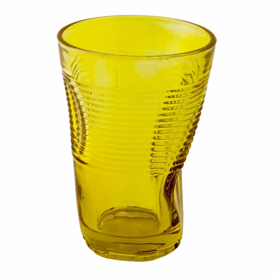 Colored Glass Cocktail Glasses 6 Pieces of Crumpled Design - Sarabi Viadurini