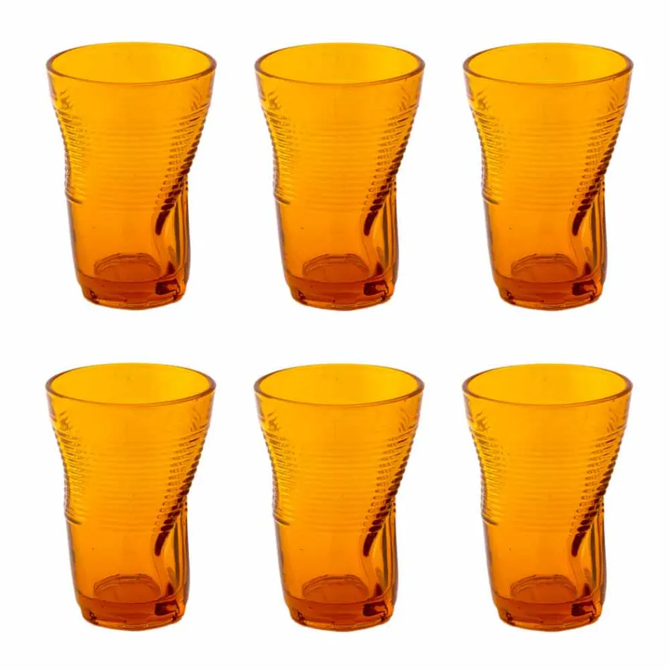 Colored Glass Cocktail Glasses 6 Pieces of Crumpled Design - Sarabi Viadurini
