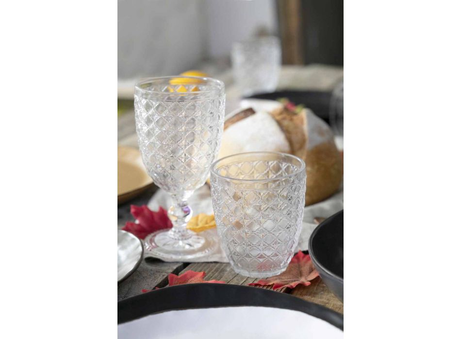Serving Glasses 12 Pieces in Transparent Glass for Water - Optical Viadurini