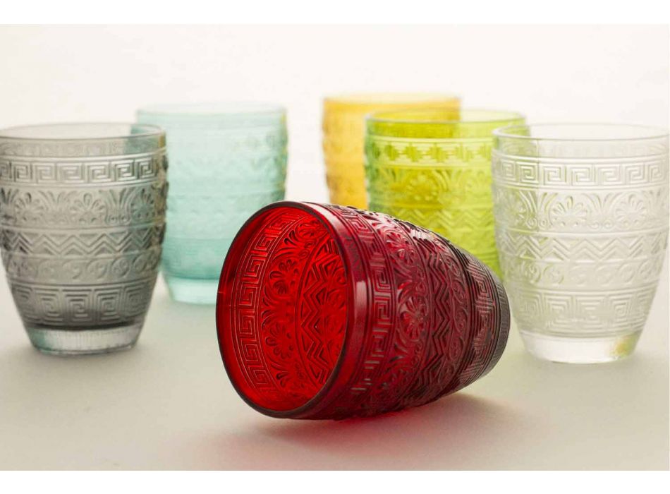 Modern Colored Glass Serving Glasses for Water - Folk Viadurini