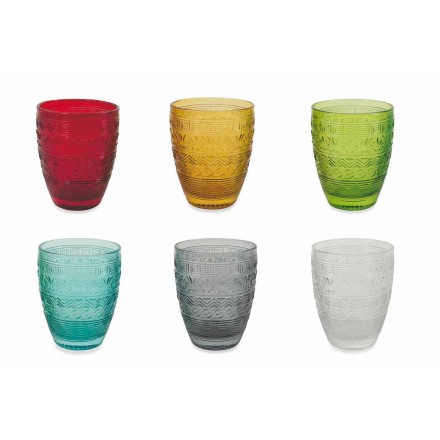 Modern Colored Glass Serving Glasses for Water - Folk Viadurini
