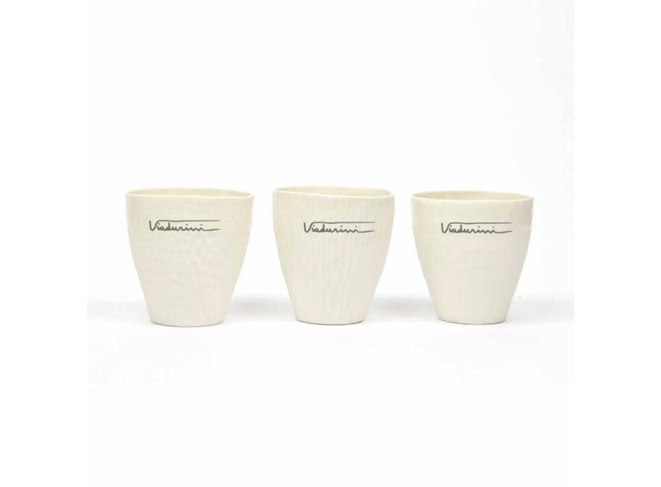 Luxury Design White Porcelain Glasses 6 Unique Pieces - Arcireale Viadurini