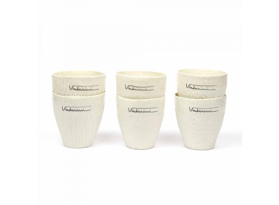 Luxury Design White Porcelain Glasses 6 Unique Pieces - Arcireale Viadurini