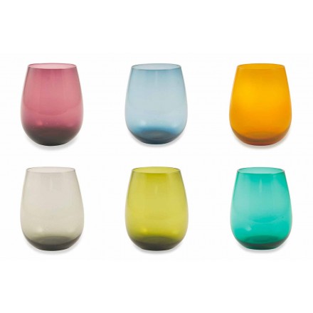 Colored Glass Tumblers for Water Modern Service of 6 Pieces - Aperi Viadurini