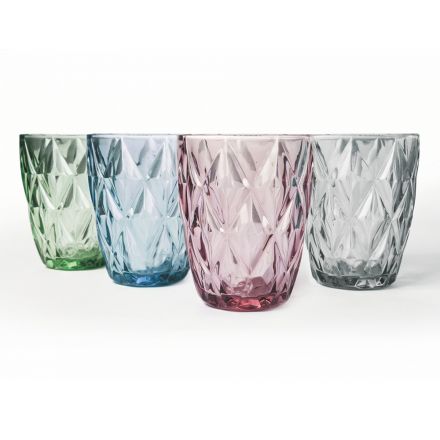 Glass Water Glasses Colored Service 12 Pieces - Renaissance Viadurini