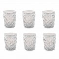 Transparent Glass Glasses with Decorations, 12 Piece Water Service - Morocco