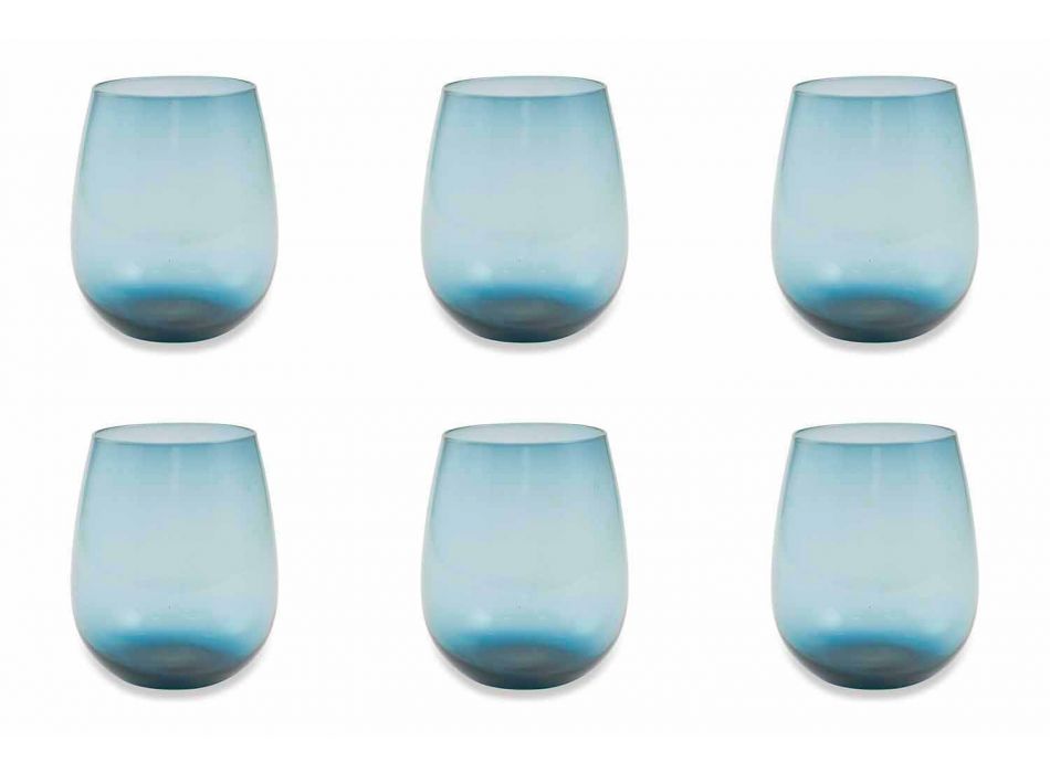 Modern and Colored Glass Water Glasses Service of 6 Pieces - Aperi Viadurini