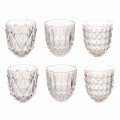 Glasses for Water in Transparent Glass and Relief Decoration 12 Pieces - Angers