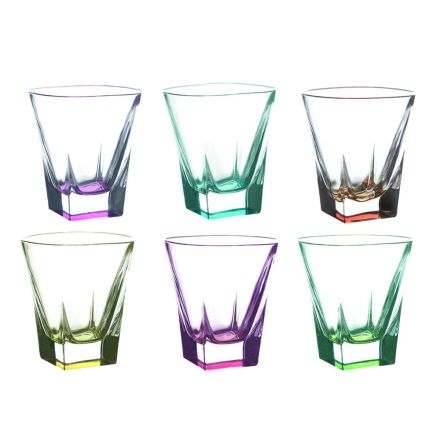 Tumbler Low Drink Glasses in Eco Colored Crystal 12 Pcs - Amalgam Viadurini