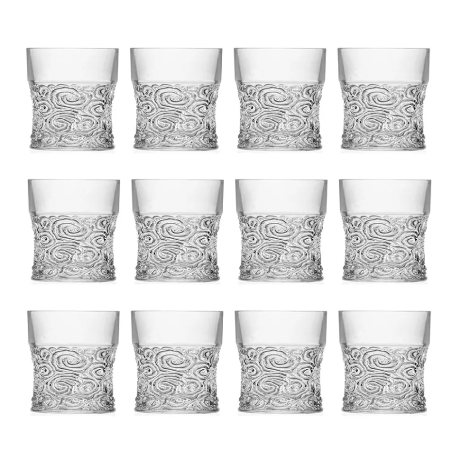 Low Tumbler Glasses in Eco Crystal Audace Decoration 12 Pieces - Ritmo Viadurini