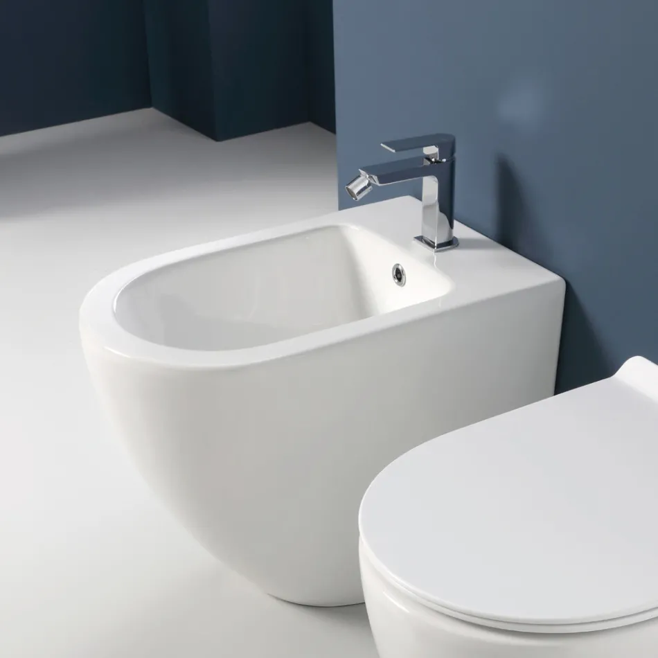 Aralia Single-Hole Cyclonic Ceramic Bidet with a Modern Design Viadurini