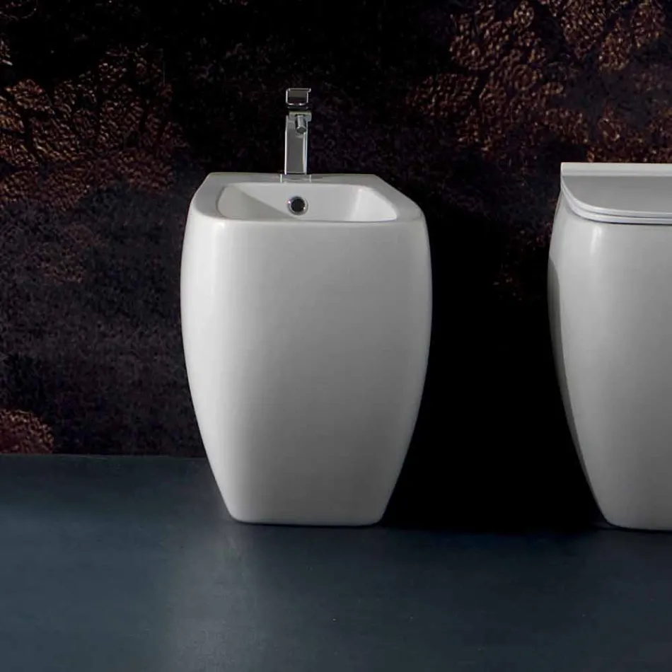 White ceramic bidet with modern design Gais, made in Italy Viadurini