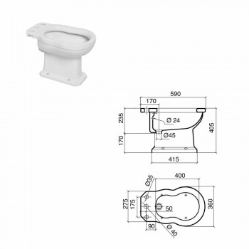 Bidet in White or Black Classic Ceramic from the Ground Made in Italy - Marwa