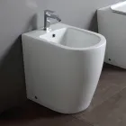 Single-Hole Floor-Mounted Bidet with Rimless Technology in White Ceramic - Oleandro  Viadurini