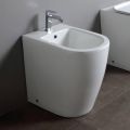 Single-Hole Floor-Mounted Bidet with Rimless Technology in White Ceramic - Oleandro 