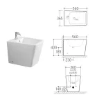 Single-Hole Floor-Mounted Bidet in White Ceramic with an Elegant Modern Design - Giunco Viadurini