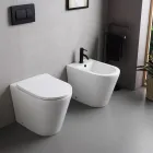 Salice Floor-Mounted Single-Hole Bidet in White Ceramic with an Elegant Modern Design Viadurini