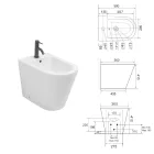 Salice Floor-Mounted Single-Hole Bidet in White Ceramic with an Elegant Modern Design Viadurini