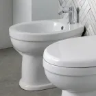 Single-Hole Floor-Mounted Bidet in White Ceramic with an Elegant Modern Design - Silica Viadurini