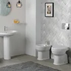 Single-Hole Floor-Mounted Bidet in White Ceramic with an Elegant Modern Design - Silica Viadurini